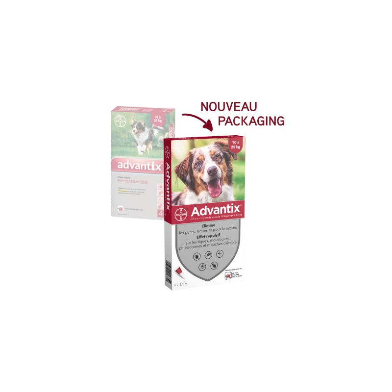 Advantix Chien moyen 10-25kg - 4 pipettes