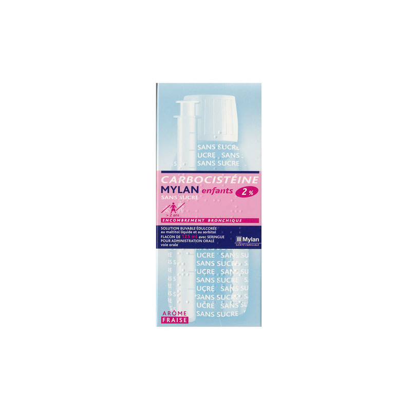 CARBOCISTEINE MYLAN 2%  SIROP ENFANTS TOUX GRASSE SANS SUCRE