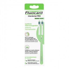 Fluocaril brosse à dents interdental pro à tête remplaçable souple