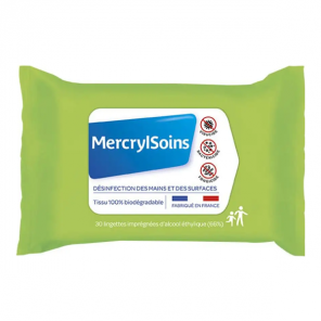 Mercryl soins 30 lingettes désinfectantes