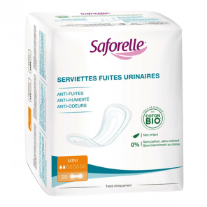 Saforelle 20 serviettes fuites urinaires mini