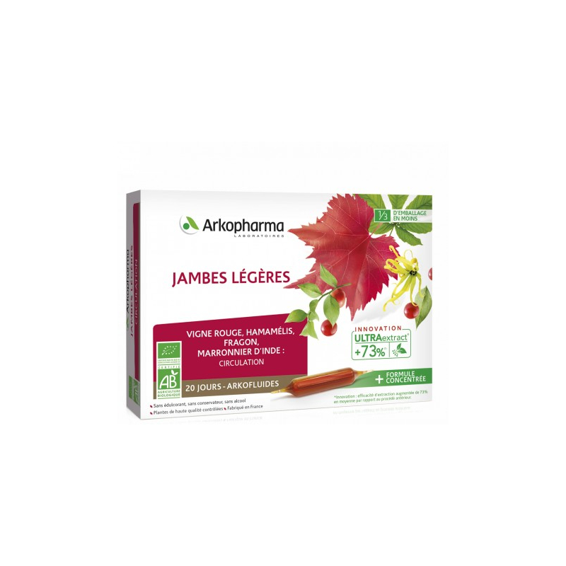 Arkofluide Bio Jambes Légères - 20 ampoules