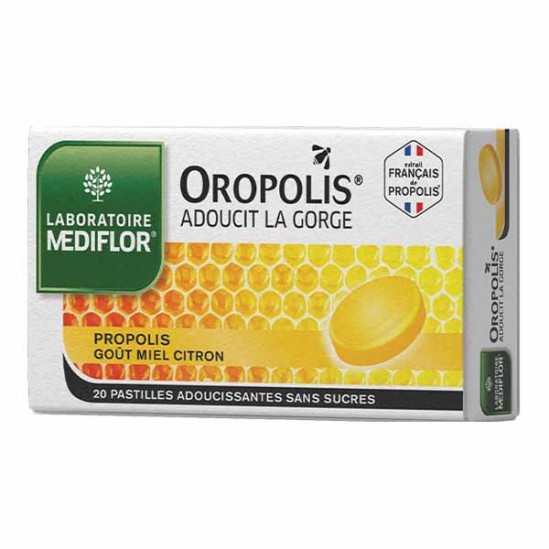 Mediflor Oropolis Pastilles adoucissantes pour la gorge Miel Citron x 20