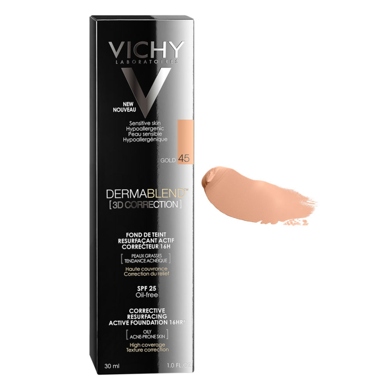 DERMABLEND 3D CORRECTION Fond de Teint Correcteur Teinte : 45 : Gold 16H - 30ml