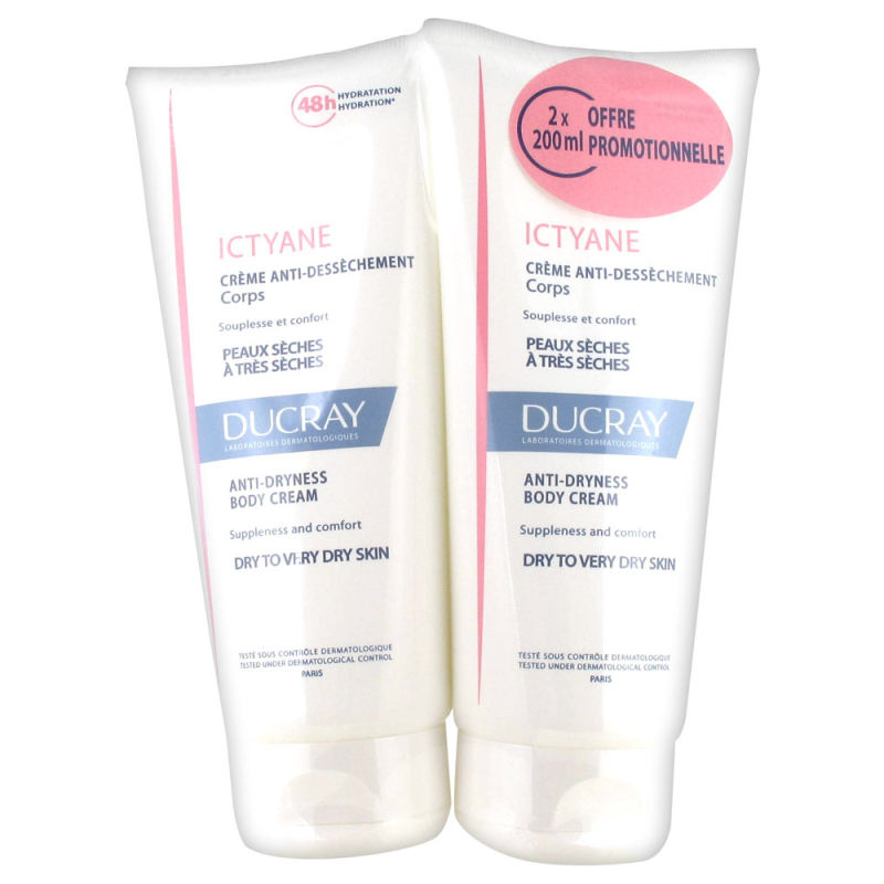 ICTYANE Crème Anti-Dessèchement Corps-  2x200ml