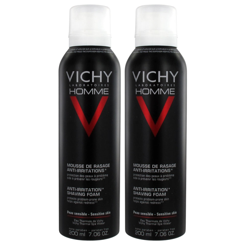 Vichy Homme Mousse à Raser Anti-Irritations - Lot de 2 x 200 ml