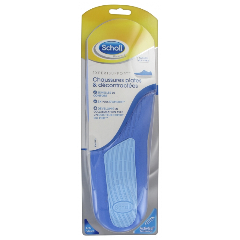 Scholl ExpertSupport Semelles de Confort Chaussures Plates et Décontractées Taille 2 - 1 Paire