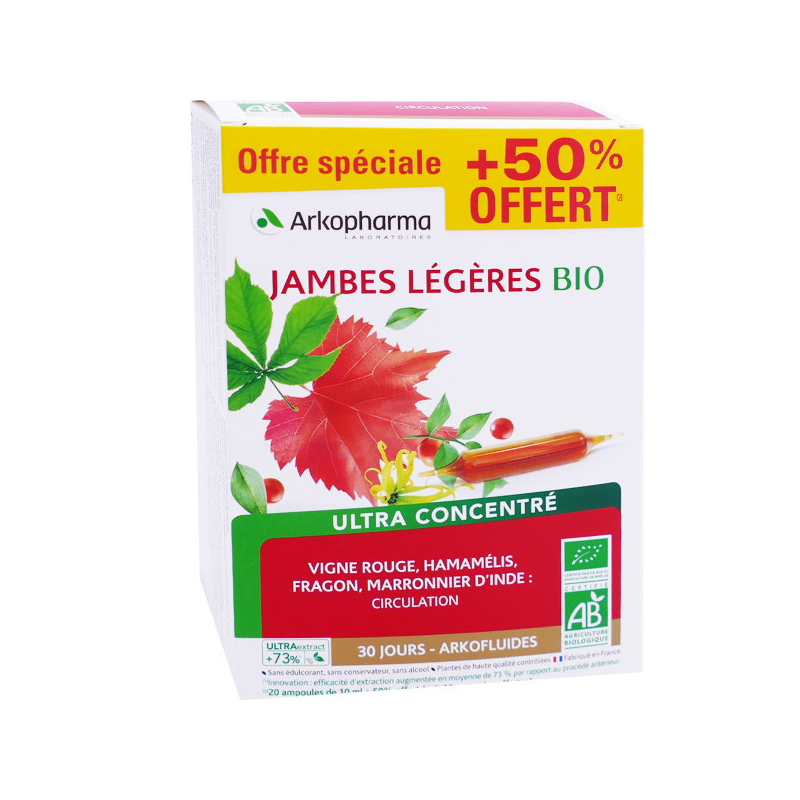 Arkopharma Arkofluides Jambes Légères Bio - 30 ampoules