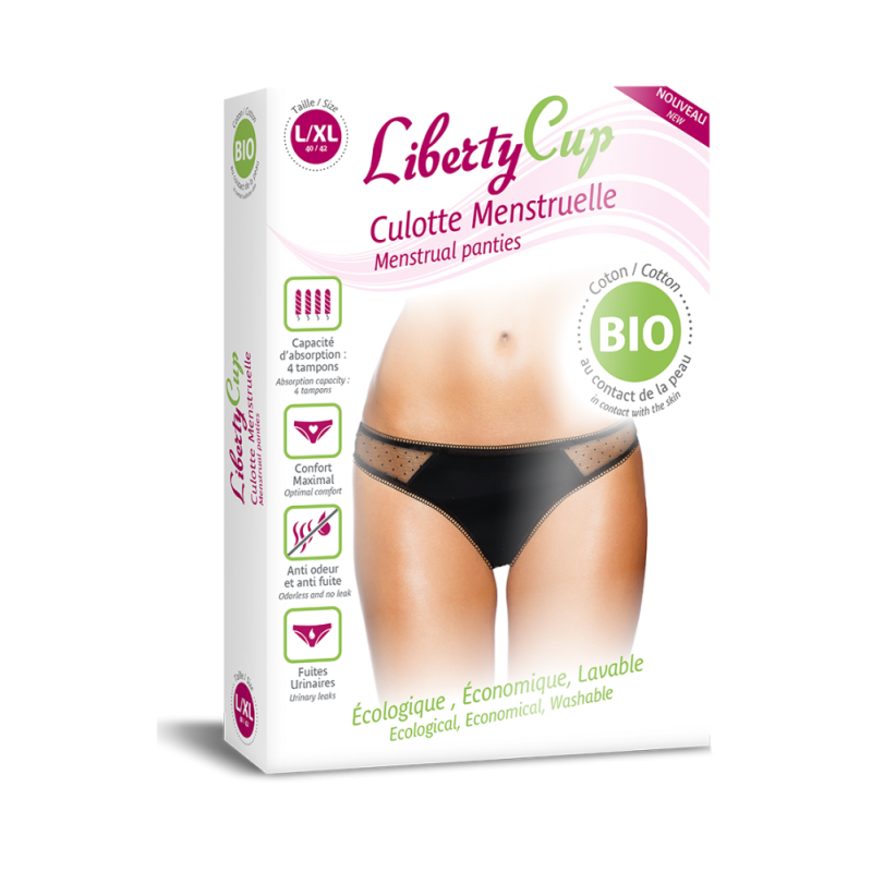  Liberty Cup Culotte Menstruelle Plumetis Noir - Taille L/XL