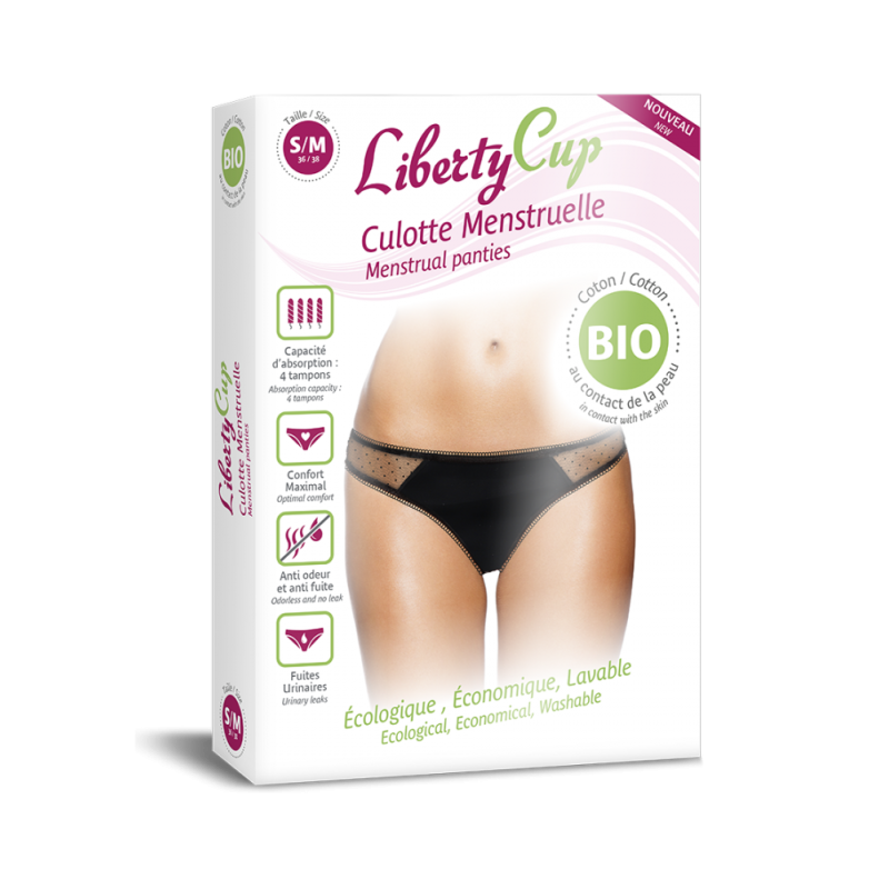 Liberty Cup Culotte Menstruelle Plumetis Noir - Taille S/M 