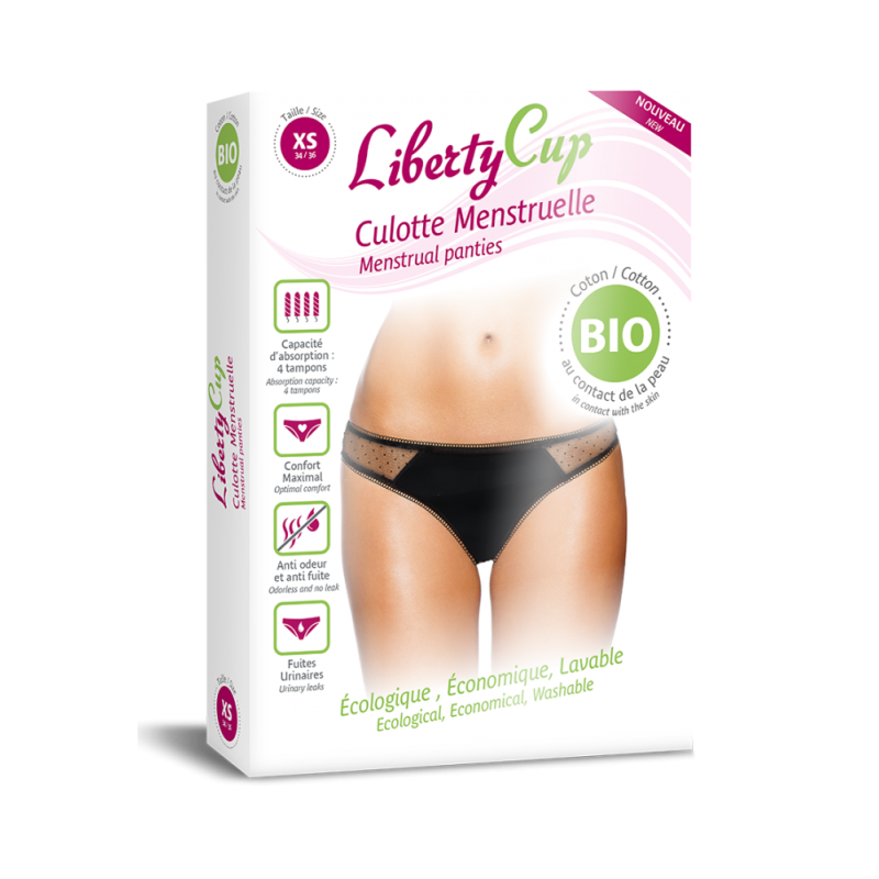  Liberty Cup Culotte Menstruelle Plumetis Noir - Taille X/S