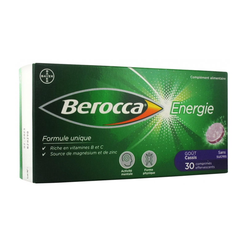 Berocca Énergie Goût Cassis - 30 Comprimés Effervescents