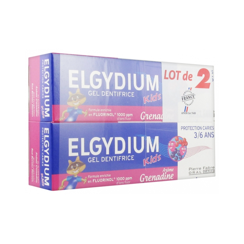 Elgydium Kids Gel Dentifrice Protection Caries 3/6 Ans - Lot de 2 x 50 ml