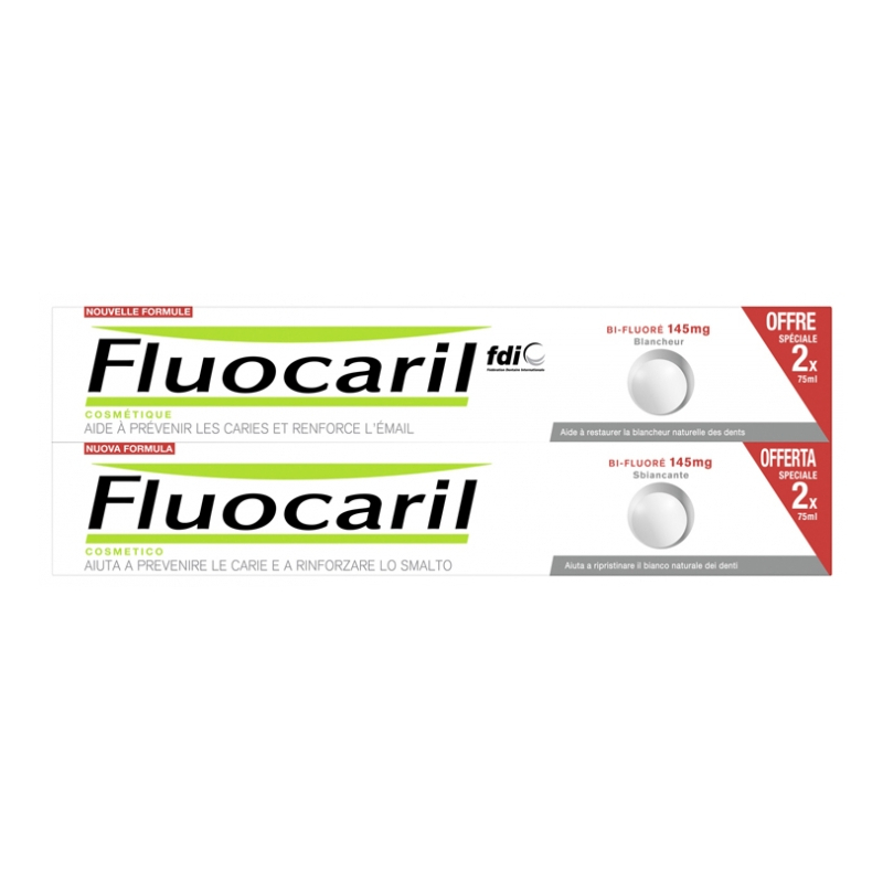 Fluocaril Dentifrice Blancheur Bi-Fluoré - Lot de 2 x 75 ml