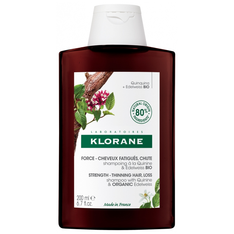 Klorane Force - Cheveux Fatigués & Chute Shampoing à la Quinine et Edelweiss Bio - 200ml