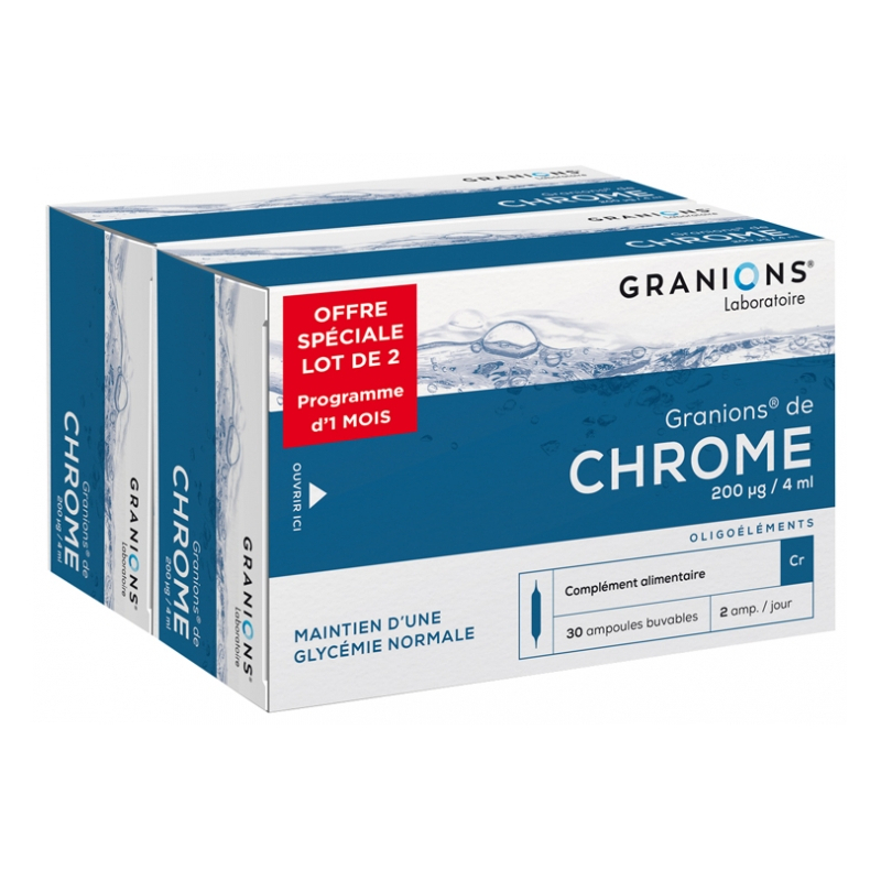 Granions de Chrome 200 mcg - Lot de 2 x 30 Ampoules