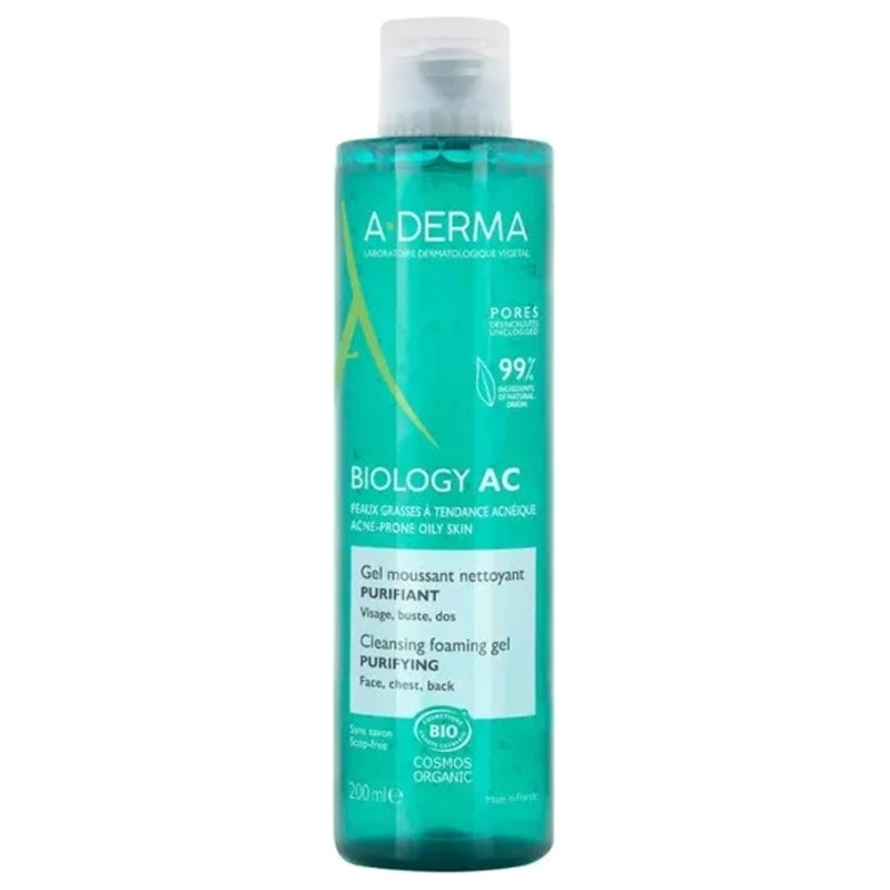 A-DERMA Biology AC Gel Moussant Nettoyant Purifiant Bio - 200 ml