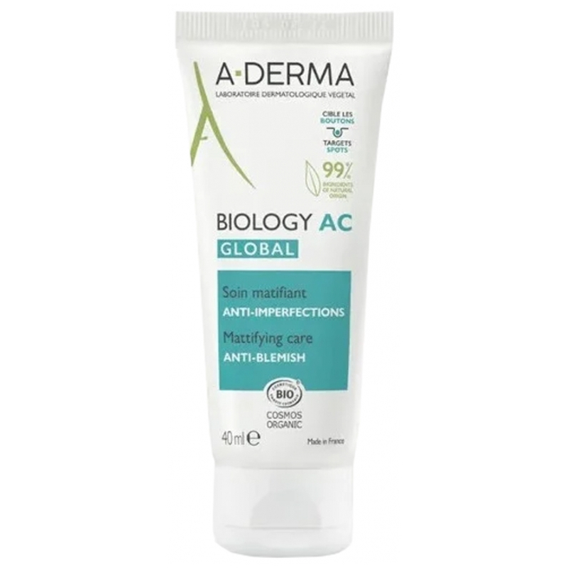  A-DERMA Biology AC Global Soin Matifiant Anti-Imperfections Bio - 40 ml