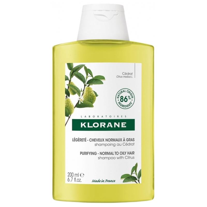 Klorane Légèreté - Cheveux Normaux à Gras Shampoing au Cédrat - 200 ml