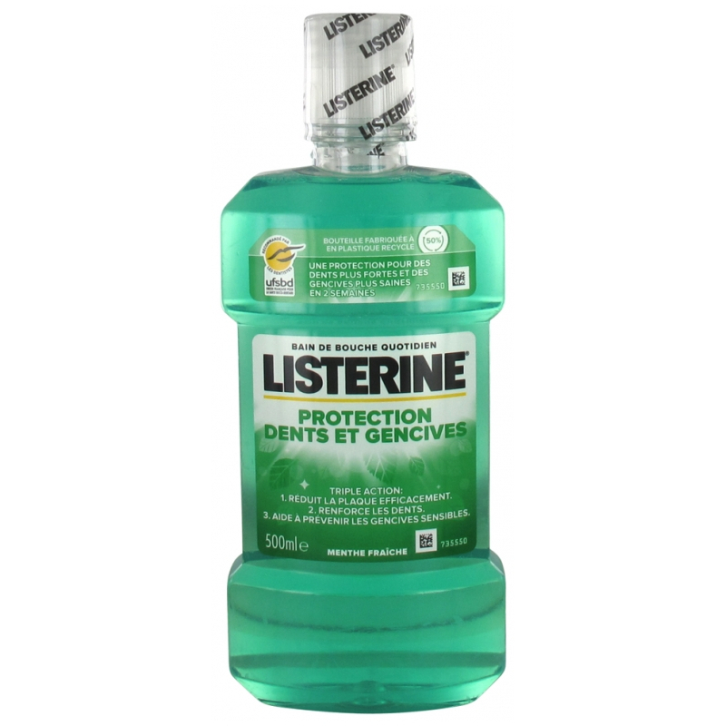 Listerine Bain de Bouche Protection Dents et Gencives Menthe Fraîche - 500 ml