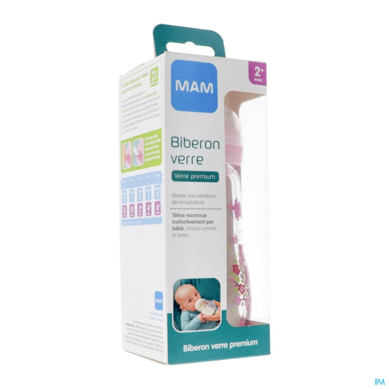 MAM Biberon Verre Rose - 260ml 